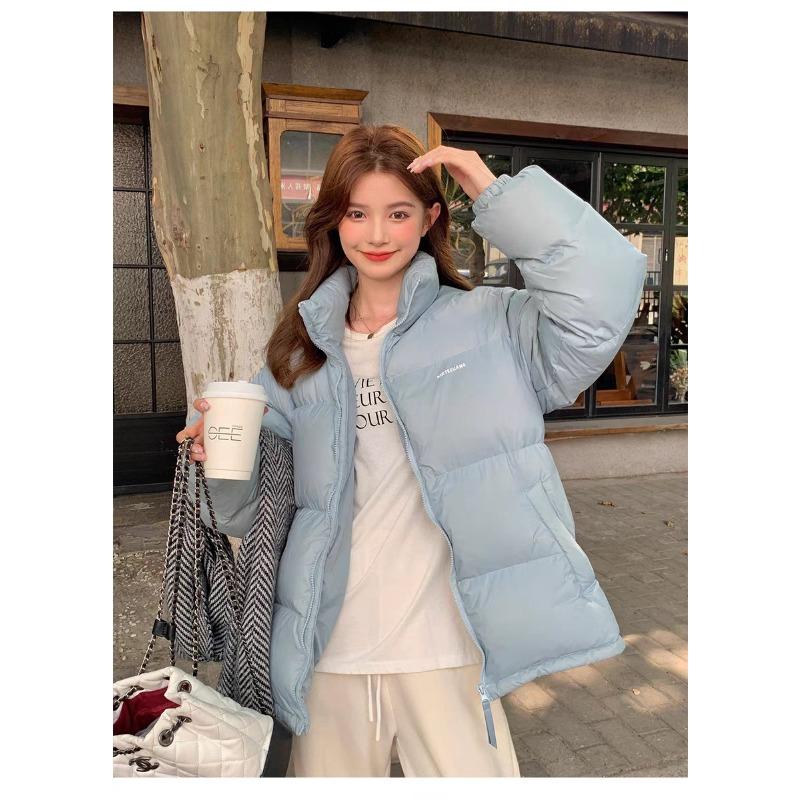 Down jacket women's winter new short small bread jacket stand-up collar thickened loose couple winter