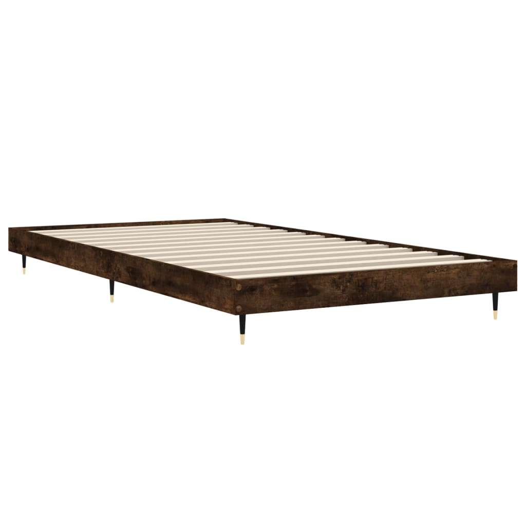 Bed Frame without Mattress Smoked Oak Finish 90 x 190 cm Engineered Wood