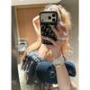 Texture Premium Sweet Cool Girl Black Silver Kt for Apple 17promax Mobile Phone Case Iphone16/15 Pendant