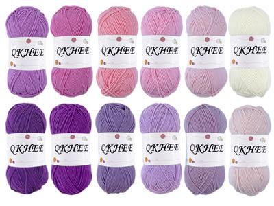 QKHEE Katoenen Garen, Middeldik tot Middelfijn, 12-Kleuren Set, Ongeveer 50g/180m, voor Haken, Breien, Weven en Knuffels (Hoge kwaliteit)