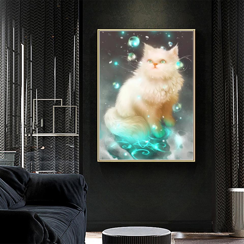 5D DIY Diamond Painting Animal Cat Rhinestone Cross Stitch Kit Full Diamond Embroidery Gift Mosaic Home Decoration Art Picture