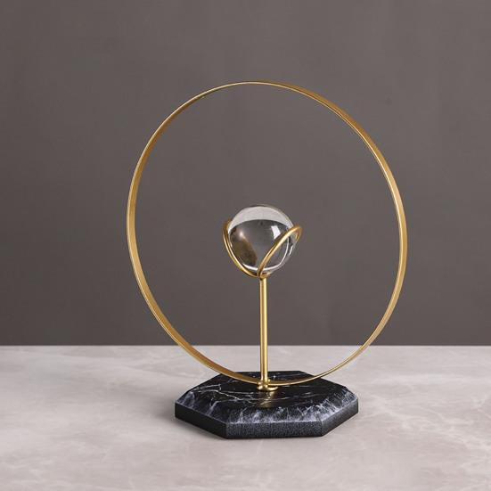 Geometric Iron Frame with Faux Crystal Ball Modern Geometric Tabletop Ornament for Living Room Dining Room Office Table Centerpiece