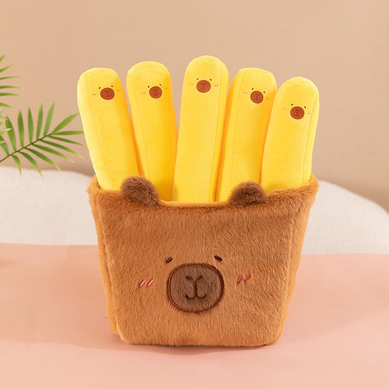 Capybara Turned Into French Fries Plush Toy Doll Creative Capybara Turned Into Food Furniture Ornament Doll Throw Pillow