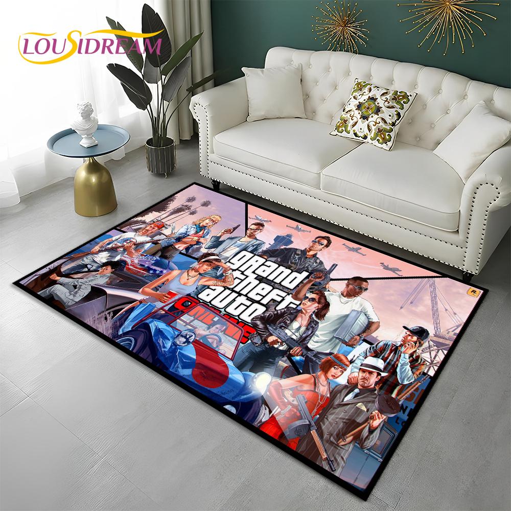 Grand Theft Auto Games 3D GTA  Gamer Carpet Rug for Home Living Room Bedroom Sofa Doormat Decor,kids Area Rug Non-slip Floor Mat