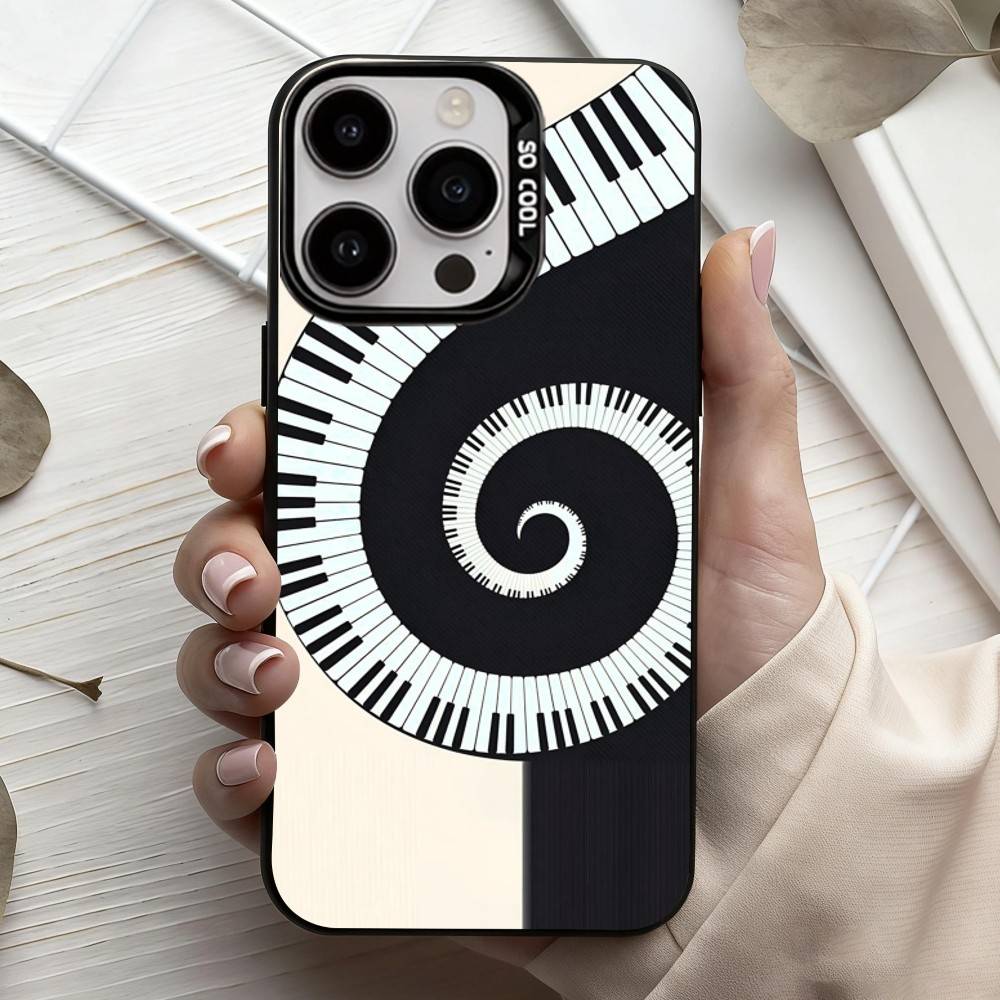 

Keyboard Art Piano Phone Case For iPhone17,16,15,14,13,12,11 Plus,Pro Max Candy Silver Plated Inside Cover iPhone12PROMAX
