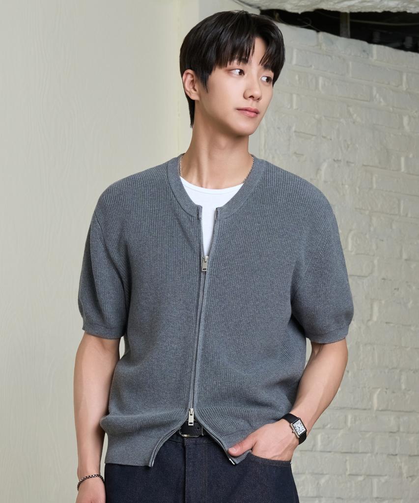 Hyoji 26 Ss Washable Cotton Two-Way Round Knit Zip-Up Cardigan (5 Colors)
