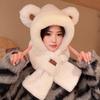 Cute Bear Hat Gloves Three In One Scarf Plush Hat for Women In Winter Riding Easy Outdoor High End Warm Hat