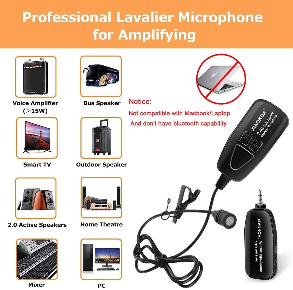 XIAOKOA Wireless Clip Microphone Black 2.4G XM-01
