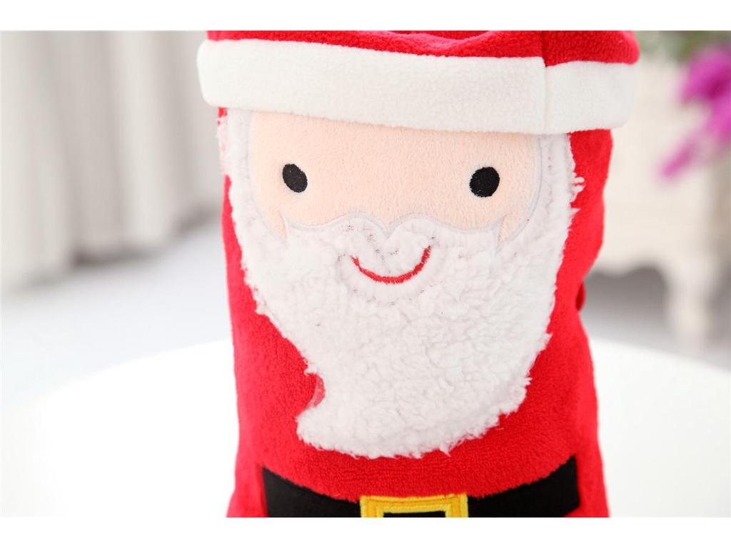 Santa Claus & Snowman Flannel Blanket - Double-Sided Cartoon Christmas Gift