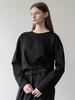 CLUNY Crop Cotton Pintuck T-Shirt - Black