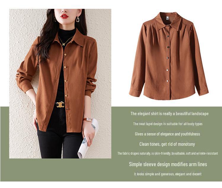 Women's Retro Hong Kong-Style Brushed Long Sleeve Shirt - New 2022 Autumn Layered Top