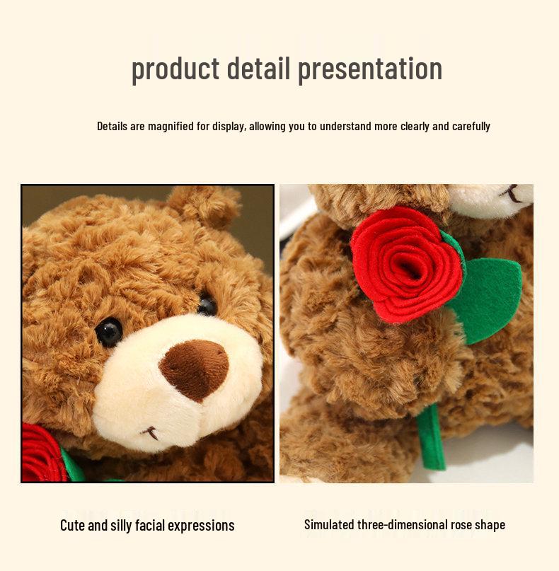 Rose Teddy Bear Plush Doll - Cute Gift for Girls