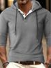 Men's Autumn/Winter Casual Hooded Long Sleeve Pullover with Drawstring and Button