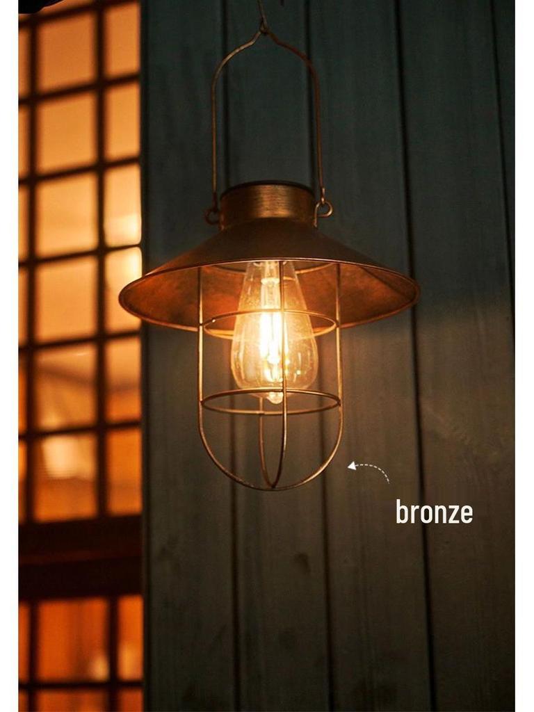 Retro Solar Hanging Lantern: Outdoor Garden, Balcony, & Courtyard Decor - Wrought Iron Atmosphere Night Light
