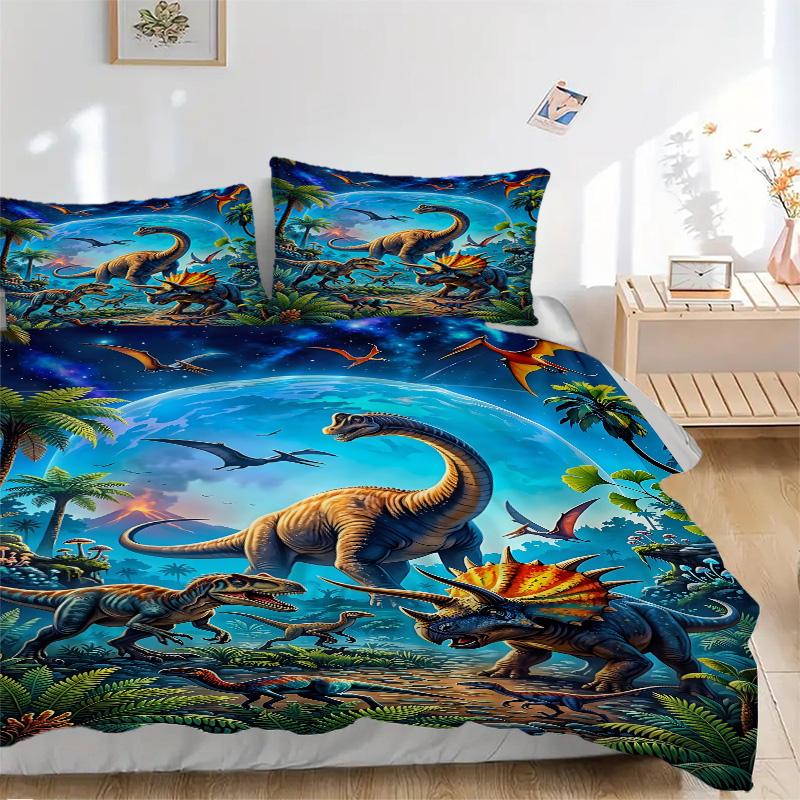 Dinosaur Kingdom Night Print 3Pcs Bedding Setduvet Cover With 2 Bedropillowcase Home Birthday Gift