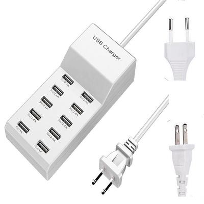 USB Hub Şarj 10 Port USB Hızlı Şarj Şarj Cihazı Güç Adaptörü İstasyonu MAX Çıkış 5V 10A AB ABD İngiltere Fişi Uzatma Soketi