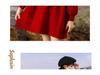 Girls' Red Faux Two-Piece Knitted Dress, 2025 Style, Autumn/Winter Fashion for Big Girls