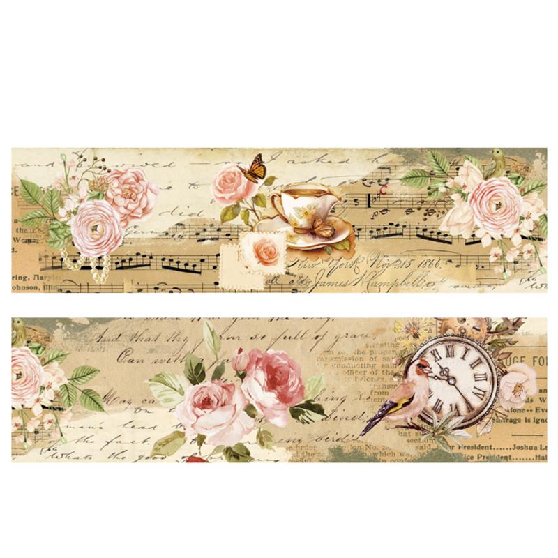 200cm/roll PET Tape Garland Tape Flower Theme Notebook Journal Border Collage Material DIY Mobile Greeting Card Cup Decoration