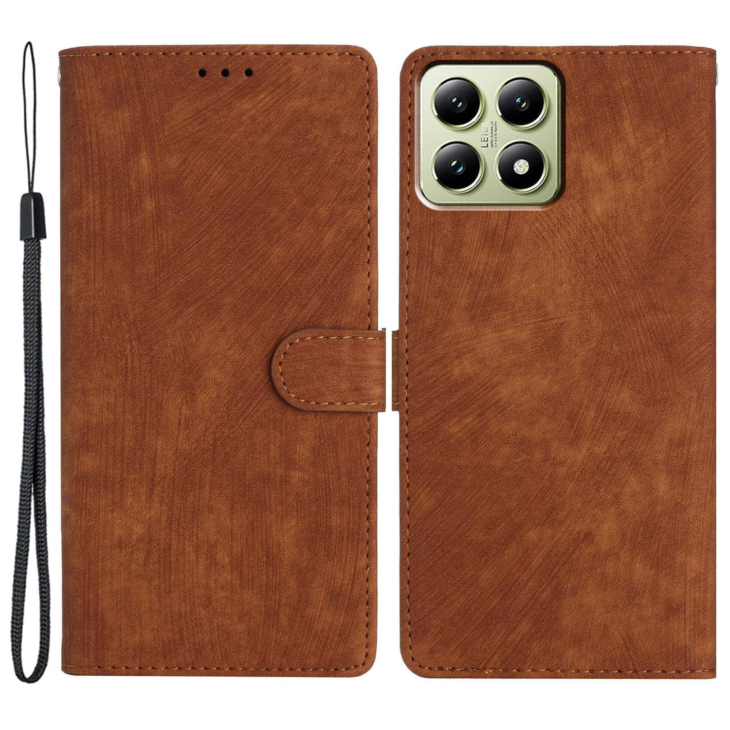 

For Xiaomi 14T Case with Card Clots Skin-Touch PU Leather Phone Cover Stand Brown