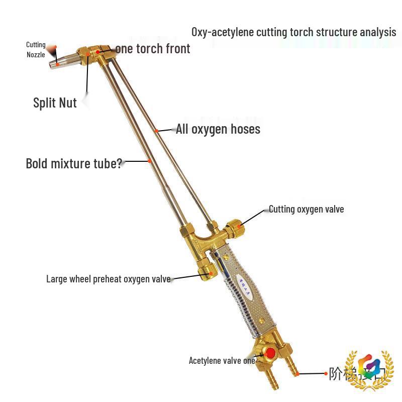 Industrial Grade Dual-Tube Cutting Torch G01-30/100/300 for Oxygen, Acetylene, or Propane Gas.