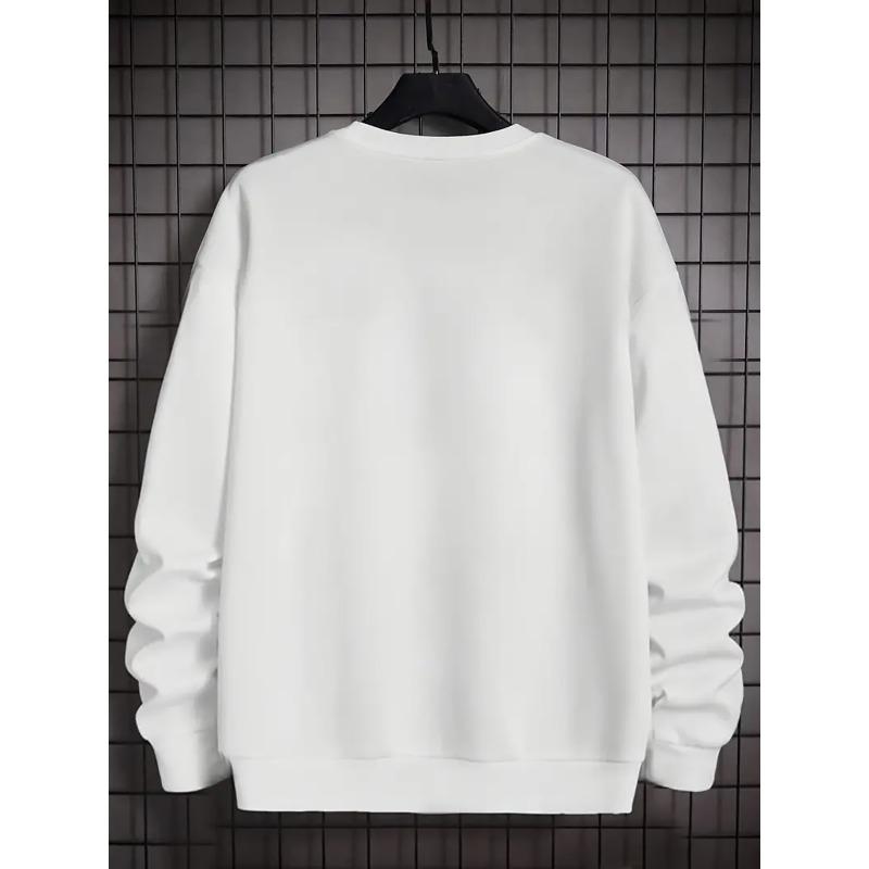 Cute Cat, Adorable Pet Print Men'S New Crew Neck Sweatshirt, Loose Fit Fashionable Trendy Casual Sporty Versatile Pullover Top for Men