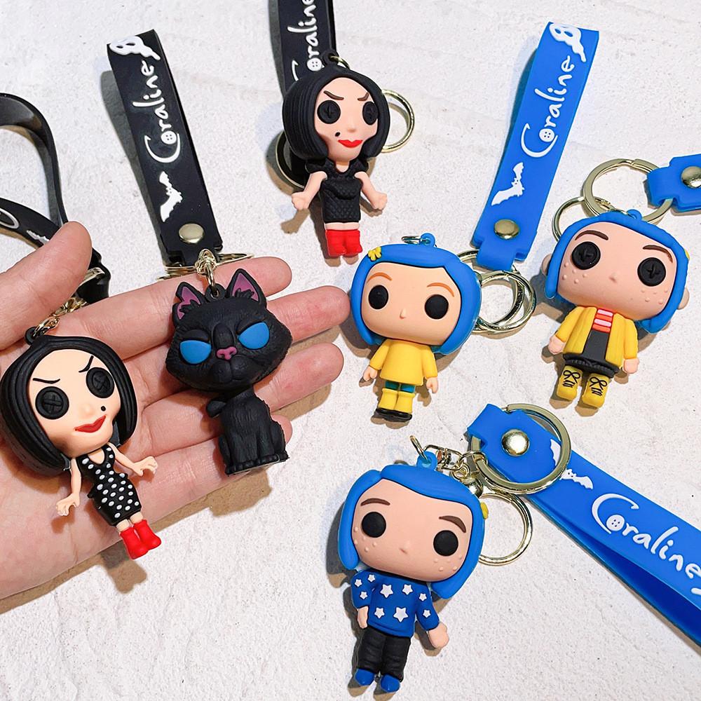 Vibrant Silicone Coraline Keychain Cute American Style Cartoon Character Gift