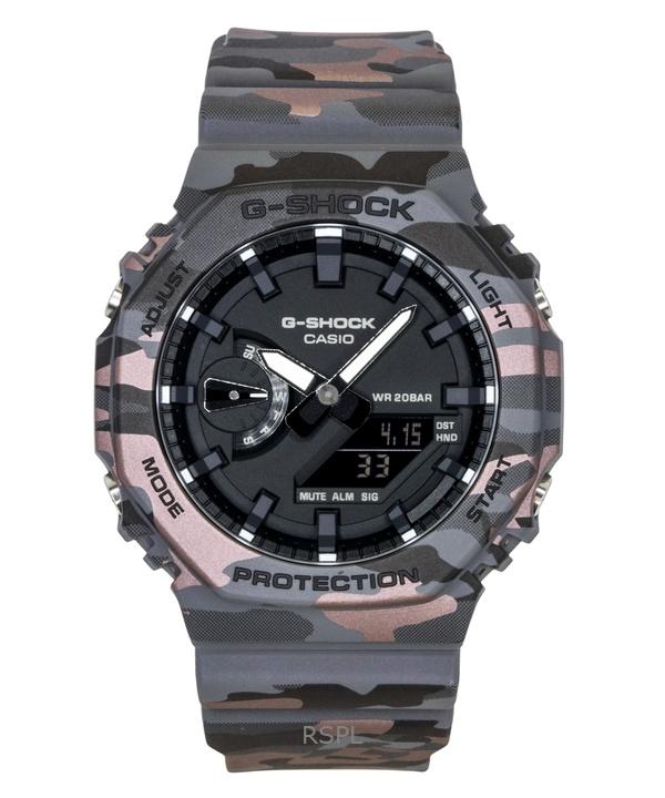 

Casio G-Shock Analog Digital Camouflage Bio-based Resin Strap Black Dial Quartz GA-2100CM-8A 200M Men s Watch чёрный