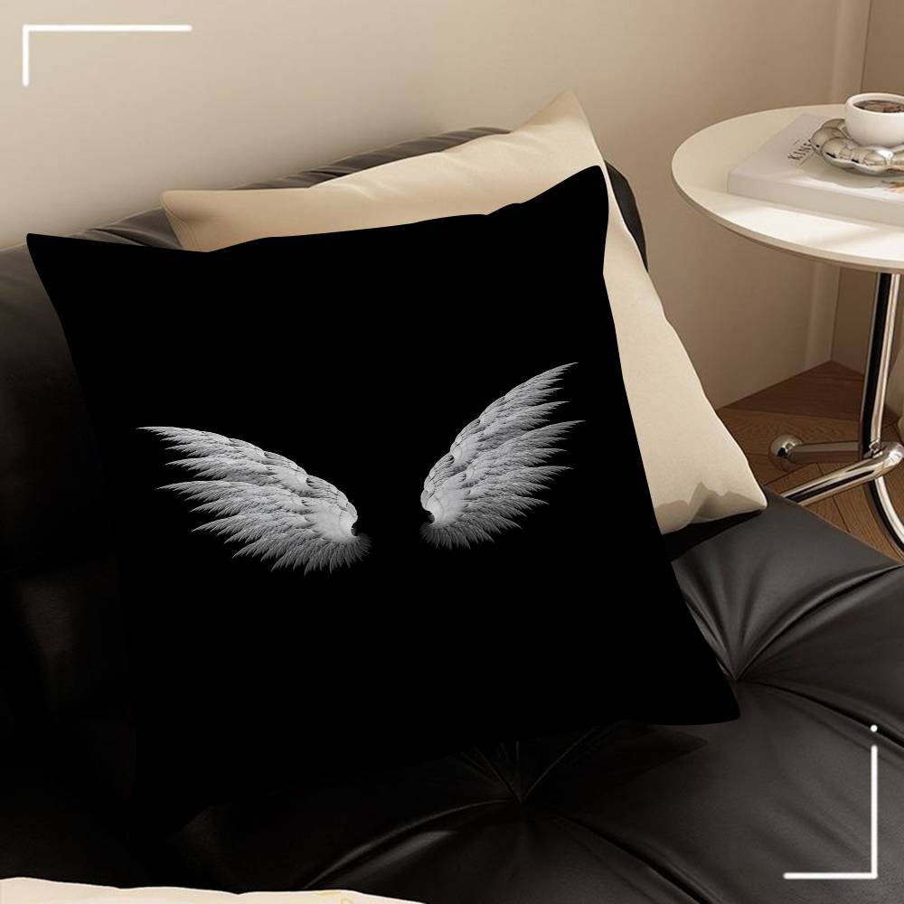 Black White Angel Wings Pillow Gifts Home Office Furnishings Bedroom Sofa Car Cushion Cover Case 45x45cm