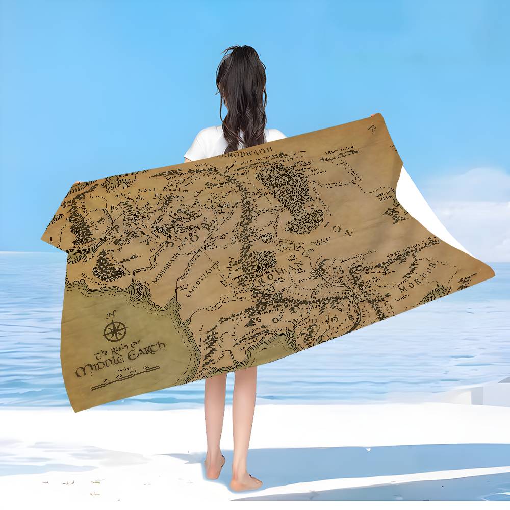 The L-Lord of the R-Rings Beach Towel Colorful Bath Towels for Girl Microfiber Quick Custom Sand Free Beach Yoga Spa Gym Pool