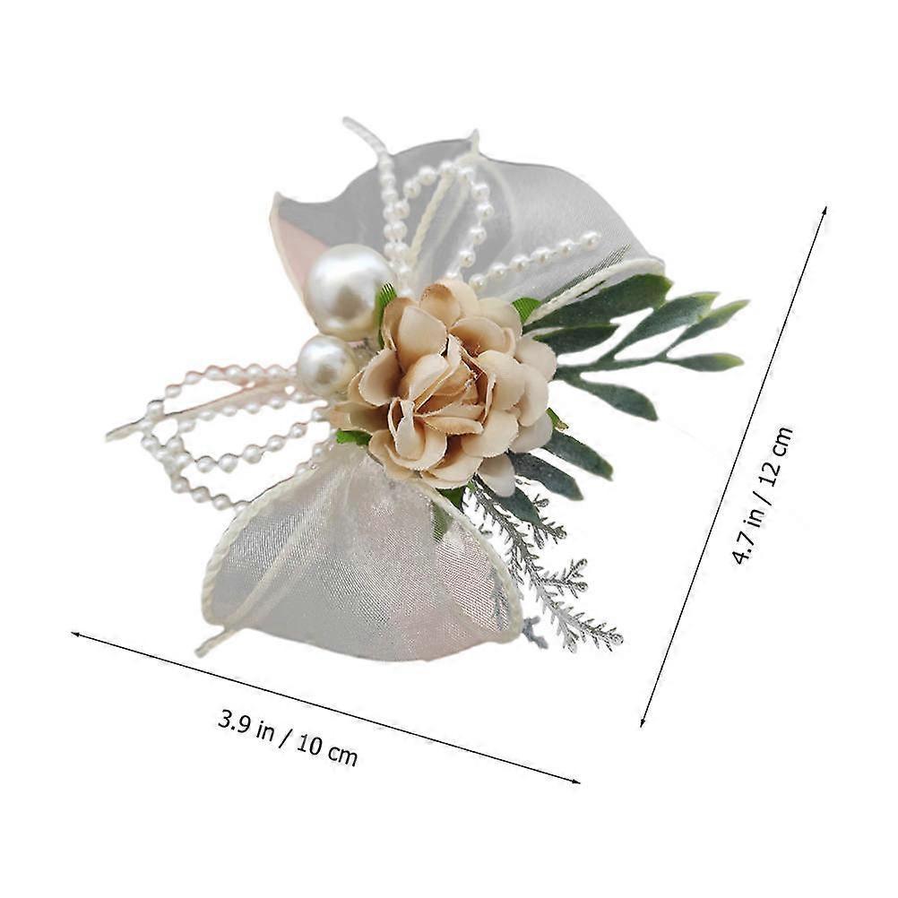 Wrist Corsage and Boutonniere Set for Decoration 10Pcs White Flowers