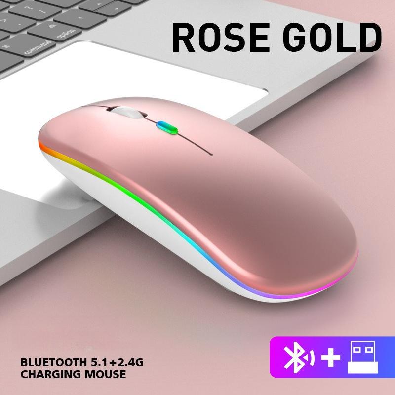 Wireless Mouse Rechargeable Silent LED Backlit Mice PC Laptop Computer Mous 2.4Ghz Receiver Bluetooth Dual Mode Optical Mice