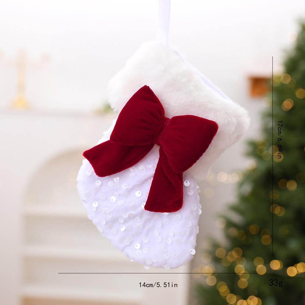 Bow Christmas Stocking Exquisite Holiday Hanging Stocking Fabric Christmas Stocking Premium For Family Holiday Gathering Holiday