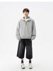 Men's Autumn Trendy Navy Blue Half-Zip Stand-Collar Hoodie Jacket