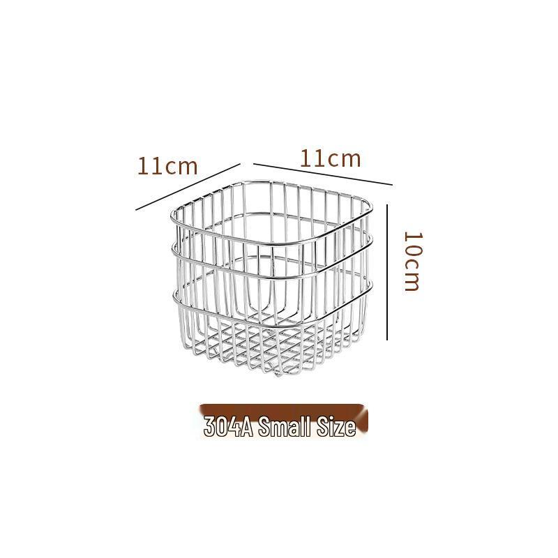 304 Stainless Steel Kitchen & Cosmetic Storage Basket - Square Fruit, Veggies & Vanity Organizer