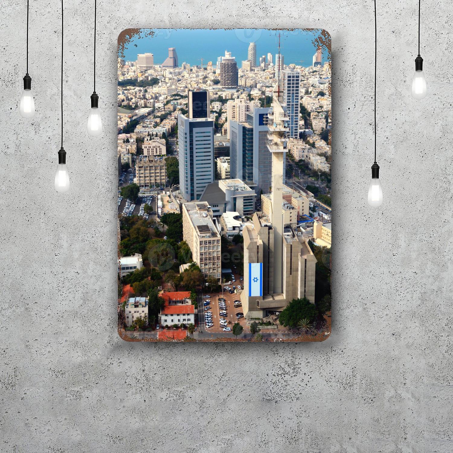 

tel aviv Vintage Tin Sign Home Decor Wall Decor Art Wall Mural Room Decoration Decor Retro Metal Sign Plate Bar Posters 20x30cm（7.8x11.8inch）