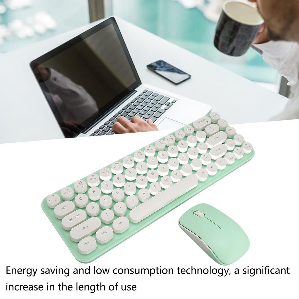 Wireless Keyboard Mouse Combo Portable Retro Silent 2.4G Wireless 68 Keys Keyboard Mouse Set