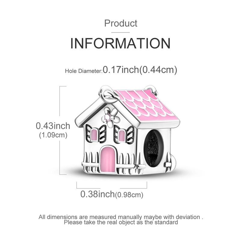 

Copper Pink Sweet House String Decoration Beads Charms Jewelry Fit Original Bracelet For Women Diy Gift