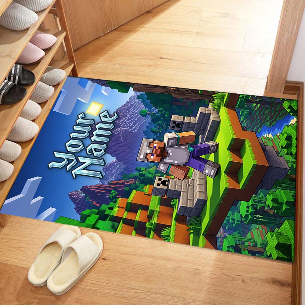 Minecraft Customizable Name Area Rug Perfect For Living Rooms Dormitory Dining Room Balcony Antislip Rug Office Home Decor Wedding Party Gift