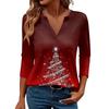 Women's Casual Fashionable Sexy Comfortable V-Neck Christmas Three-Quarter Sleeve Top