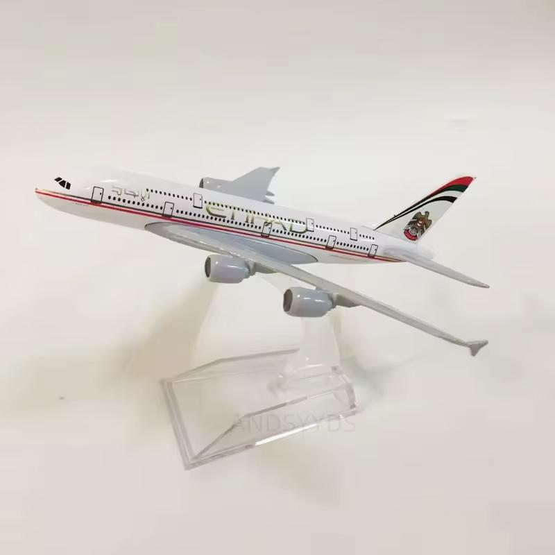 Airways 16cm Flugzeugmodell A380 Etihad 1:400 Maßstab Diecast Metall Flugzeug Luftfahrtmodell mit Sockel Geschenk Ornament