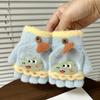 Cold Proof Little Kids Flip Top Gloves Convertible Cartoon Children Gloves  For 4 To 8 Years