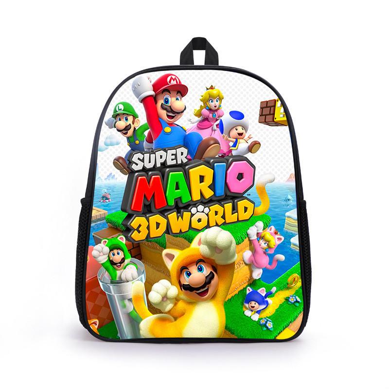 Mario Cartoon Backpack For Elementary Boys With Breathable Lightweight Oxford Fabric