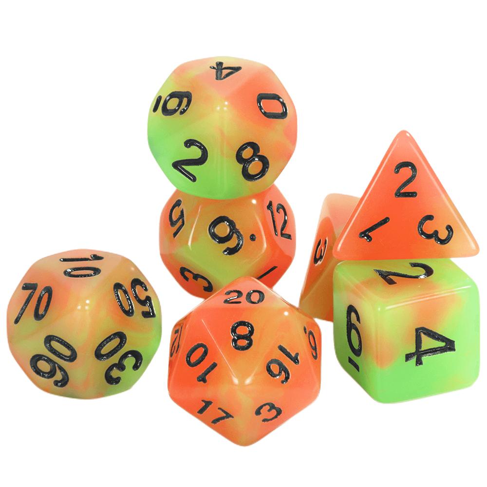 7pcs Polyhedral Glow In The Dark Effect Dice with Tube for DND COC Cthulhu TRPG Running Team Table Game Dnd Dice Set