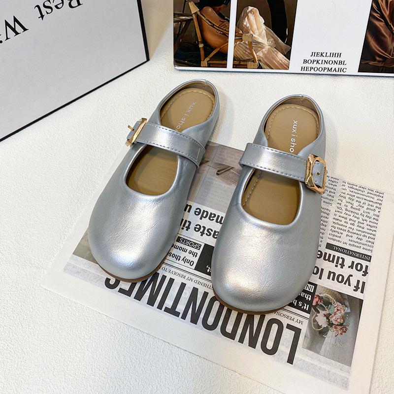 

Весенне-летние новые туфли Мэри Джейн с круглым носком и плоской подошвой, с закрытым носком, полушлепанцы, женские туфли Мюли на мягкой подошве 40 серебряный