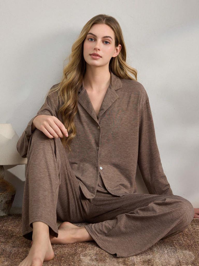 Lässiges und modisches Pyjama-Set für Damen Langarm-Oberteil und locker sitzende Hose