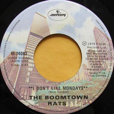 7-Zoll Schallplatte BOOMTOWN RATS - I Don't Like Mondays M74082 Mercury 1979 Kanada Rock Gebraucht