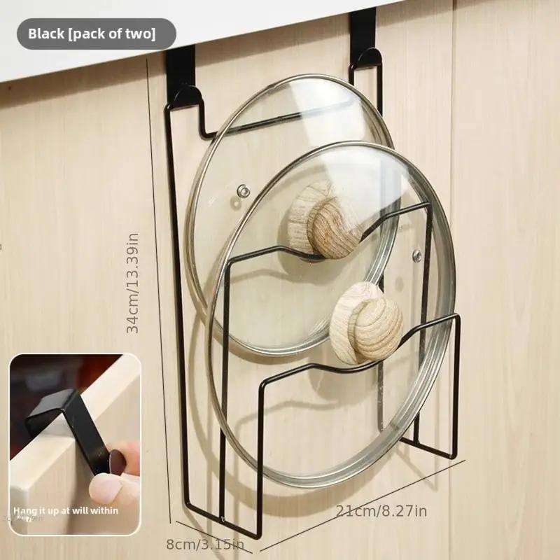 Multifunctional Punch-free Pot Lid Rack Household Kitchen Wall-mounted Iron Pot Lid Rack Multi-layer Cutting Board Storage Rack
