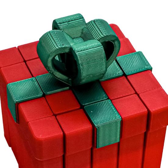 Gift Box Fidget Toy 3D Printed Christmas Ornament Transformable Gift Box Stress-Relieving Toy Stocking Stuffer for Teens And Adults Holiday Decoration