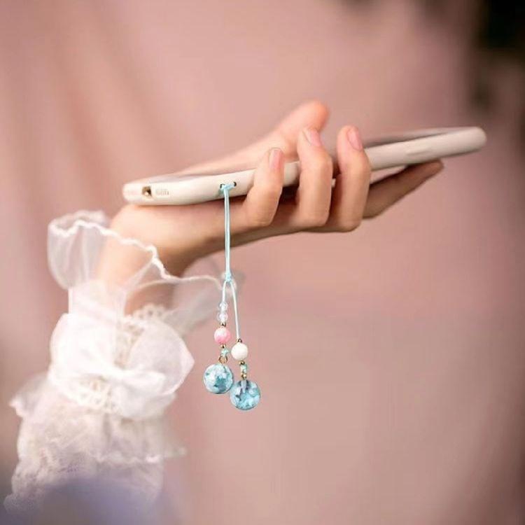 User Friendly Silicone Phone Lanyard Portable Blue White Cloud Glowing Phone Lanyard Unique Phone Chain Accessory