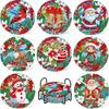 8Pcs with Metal Stand Round Art Coasters Entry-level  Coaster Kit DIY Painting Coasters  Gift